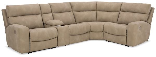 Next-Gen Durapella - Reclining Sectional Beige 5 Pc. Power Reclining Sectional With Console
