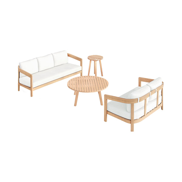 Wesley - Outdoor Patio Set Light Brown 4 Pc. Sofa, Loveseat, Coffee Table, End Table