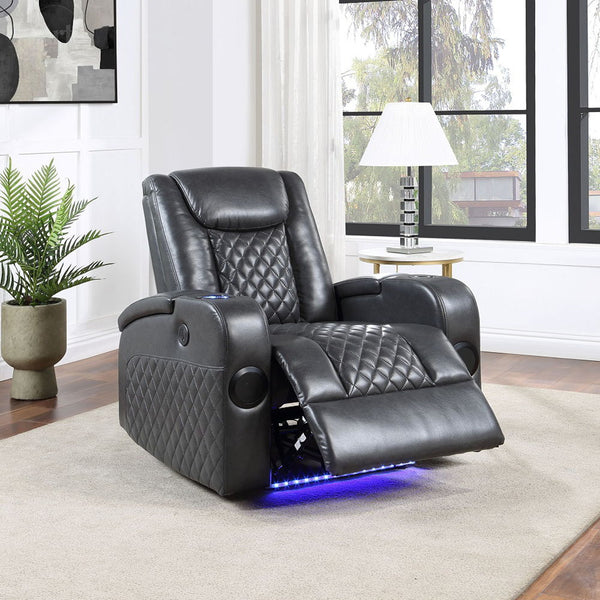 Alair - Power Motion Recliner With Bluetooth, Wireless Charger & Cupholder Black