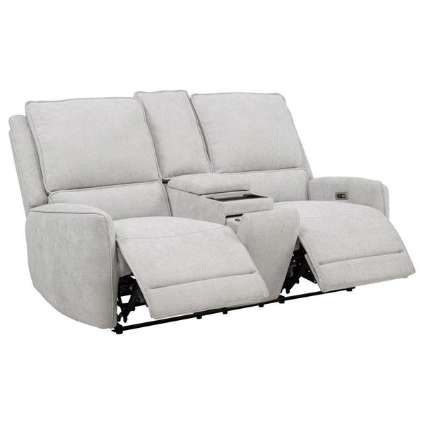Sylmar - Chenille Upholstered Power Reclining Loveseat - Dove Gray