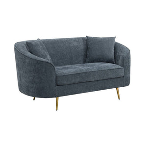 Nakendra - Loveseat With 2 Pillows - Cobalt Blue Chenille
