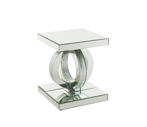 Ornat - End Table - Mirrored & Faux Square Diamonds