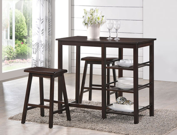 Nyssa - Counter Height Set Walnut 3 Pc. Dining Room Set