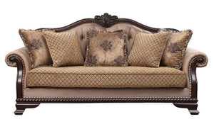 Chateau De Ville - Sofa With 5 Pillows (Same Lv01588) - Fabric & Espresso
