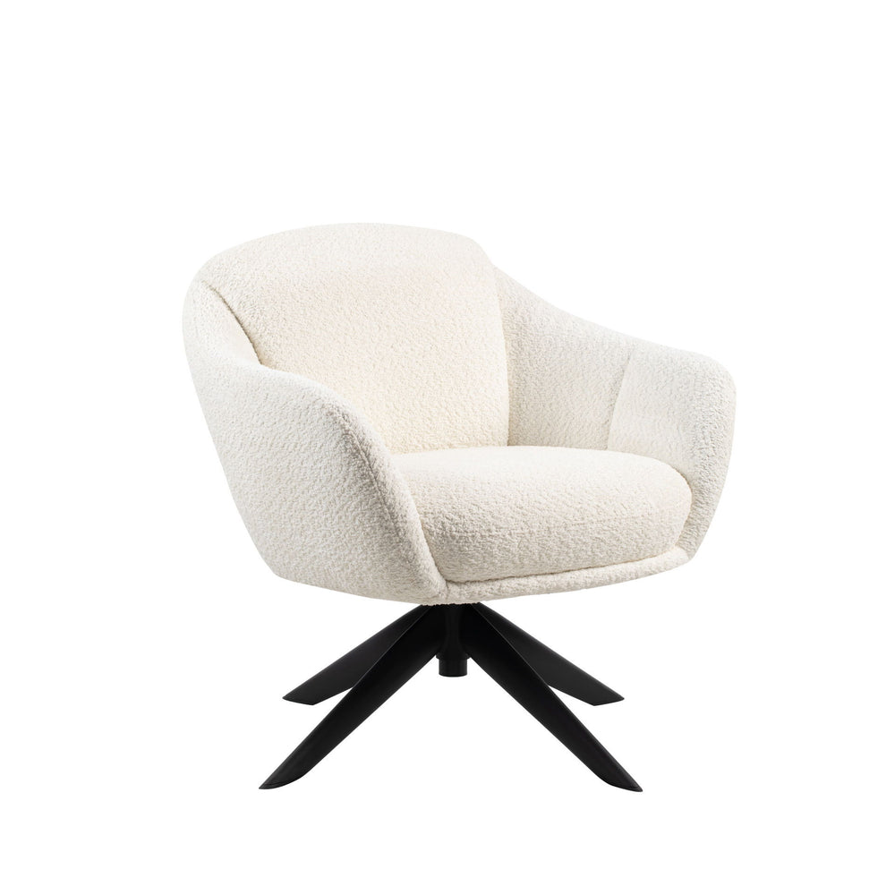 Fleming - Boucle Swivel Lounge Chair White 1 Piece
