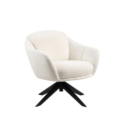 Fleming - Boucle Swivel Lounge Chair White 1 Piece