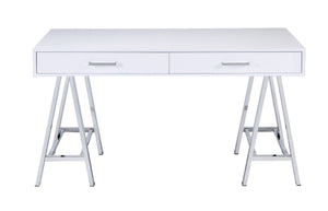 Coleen - Desk - White High Gloss & Chrome Finish