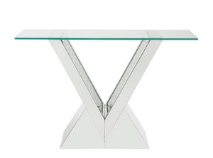 Noralie - Console Table - Clear Glass, Mirrored & Faux Diamonds