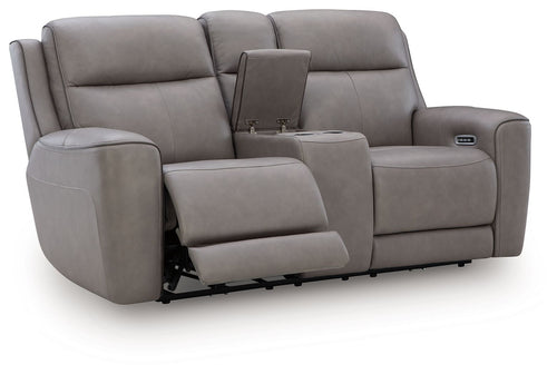 5Z-Comfort - Relaxation - Power Reclining Loveseat with Console / Adj Headrest Dark Gray