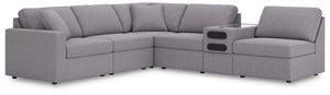 Modmax - Granite - Sectional Gray 6 Pc. Sectional With Audio Console And 3 Armless Chairs