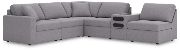 Modmax - Granite - Sectional Gray 6 Pc. Sectional With Audio Console And 3 Armless Chairs
