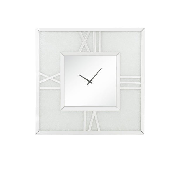Noralie - Wall Clock With LED - Mirrored & Faux Diamonds