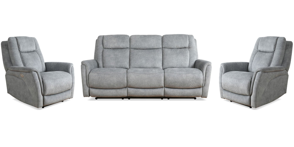 Linus - Power Reclining Sofa Set Hudson Gray 3 Pc. Sofa, 2 Recliners