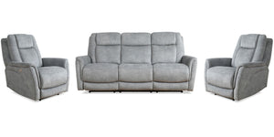 Linus - Power Reclining Sofa Set Hudson Gray 3 Pc. Sofa, 2 Recliners