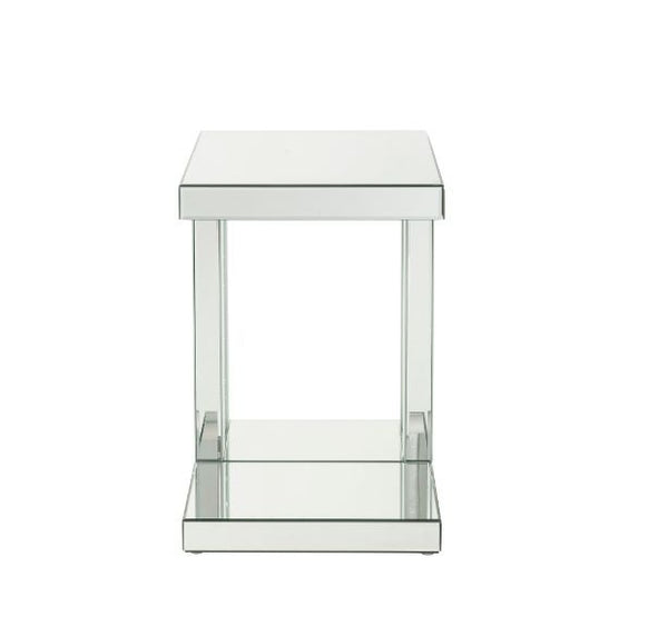 Nysa - 24" Accent Table - Mirrored & Faux Crystals Inlay