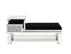 Noralie - 24" Bench With Storage - Mirrored & Faux Diamonds