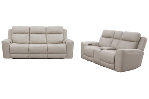 Calgary - Power Reclining Sofa Set Stone 2 Pc. Sofa, Loveseat