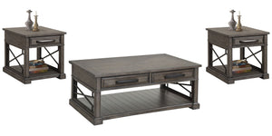 Sundance - Cocktail Table Set Dark Gray 3 Pc. Cocktail Table, 2 End Tables