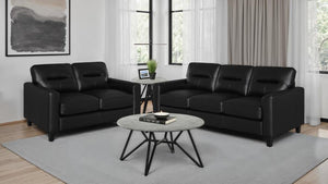 Scotland - Faux Leather Upholstered Sofa Set Black 2 Pc. Sofa, Loveseat