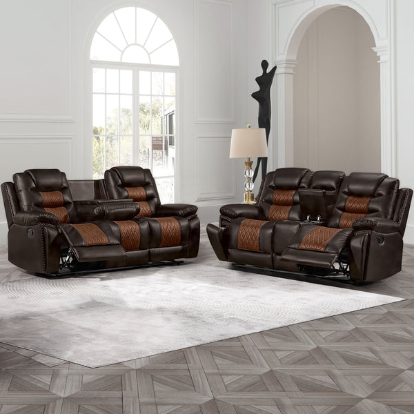 Nikko - Reclining Sofa Set Dark Brown 2 Pc. Reclining Sofa, Loveseat