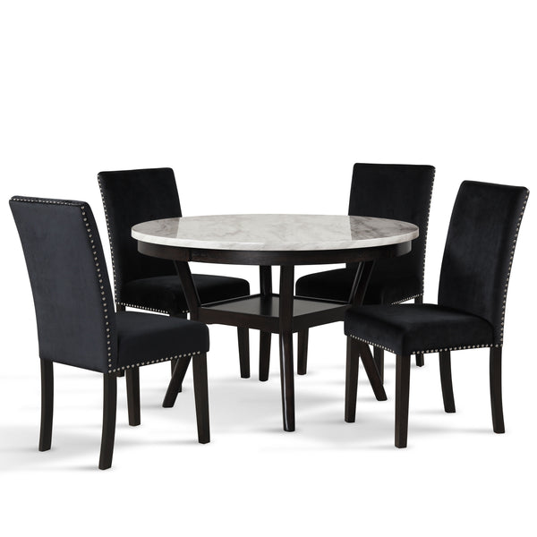 Celeste - Round Dining Table & 4 Chairs - Black