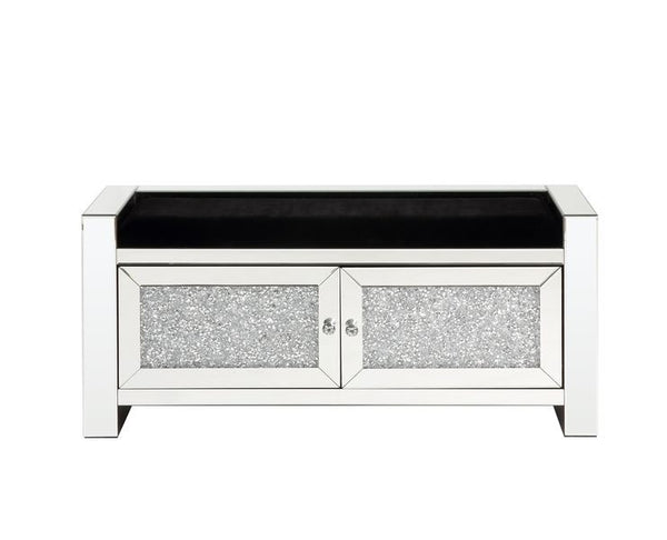 Noralie - 47" Bench With Storage - Mirrored & Faux Diamonds