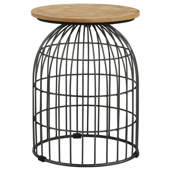 Bernardo - Round Wire Frame Side Table - Natural And Gunmetal