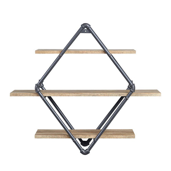 Brantley - 31" Wall Rack With 3 Shelves - Oak & Sandy Black
