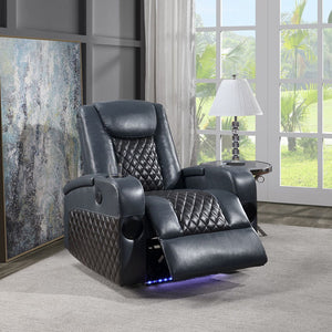 Alair - Power Motion Recliner With Bluetooth, Wireless Charger & Cupholder Blue
