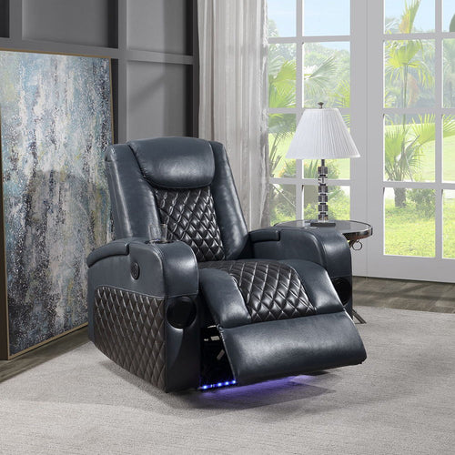 Alair - Power Motion Recliner With Bluetooth, Wireless Charger & Cupholder Blue