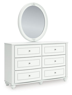 Kozlani - Six Drawer Dresser White Dresser & Mirror