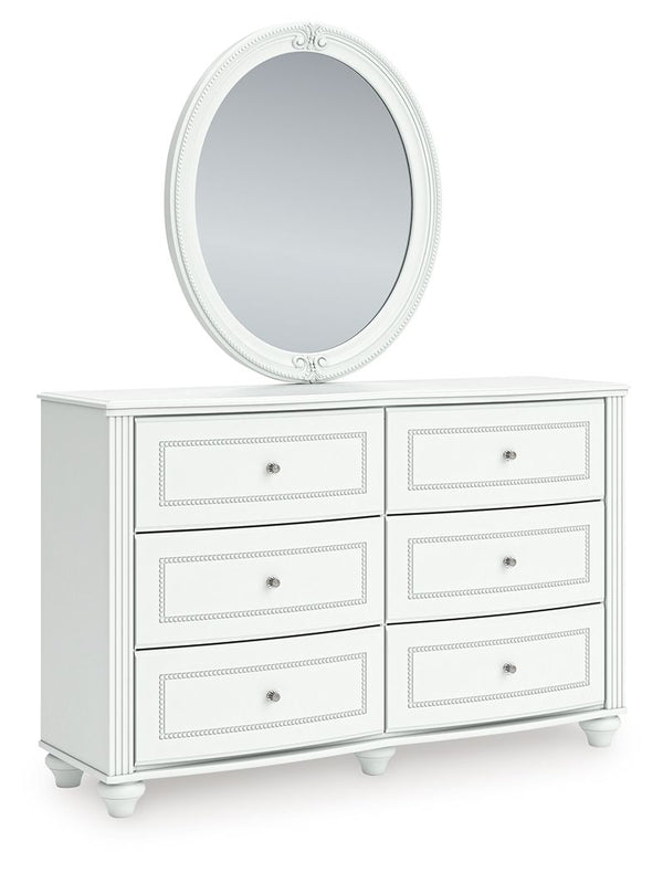 Kozlani - Six Drawer Dresser White Dresser & Mirror