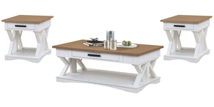 Americana Modern - Cocktail Table Set Cotton 3 Pc. Cocktail Table. 2 End Tables