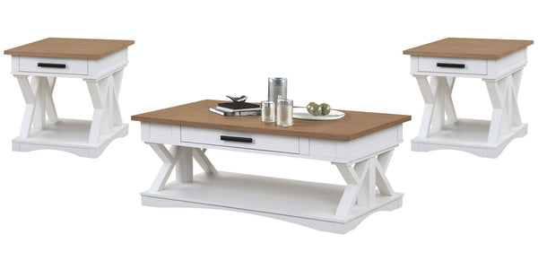 Americana Modern - Cocktail Table Set Cotton 3 Pc. Cocktail Table. 2 End Tables