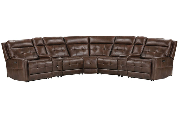Canterbury - Zero Gravity Modular Power Reclining Sectional Dark Brown 7 Pc. Sectional