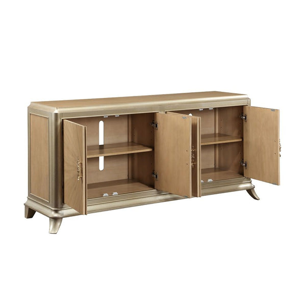 Dodie - Console Cabinet - Natural Oak Sunburst Pattern & Taupe Champaign