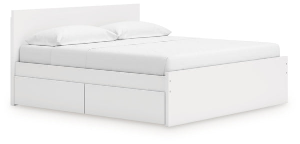 Onita - Panel Platform Bed White King 2 Side Storage