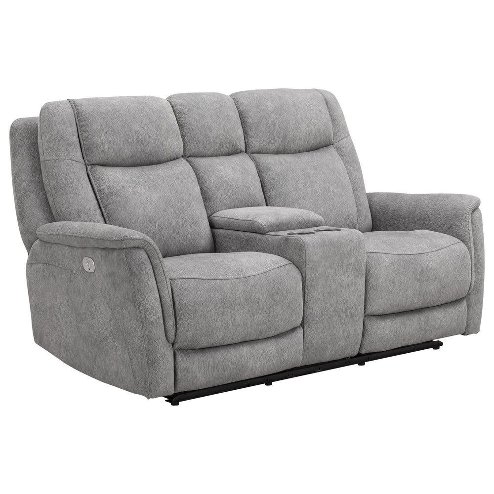 Linus - Zero Gravity Power Reclining Console Loveseat - Hudson Gray