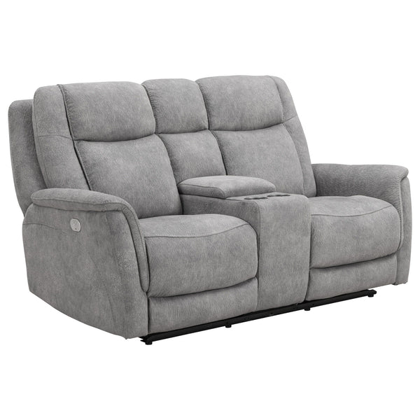 Linus - Zero Gravity Power Reclining Console Loveseat - Hudson Gray