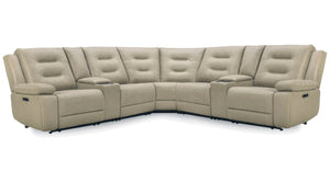 Caldwell - Modular Power Reclining Sectional Tahoe Fog 7 Pc. Sectional