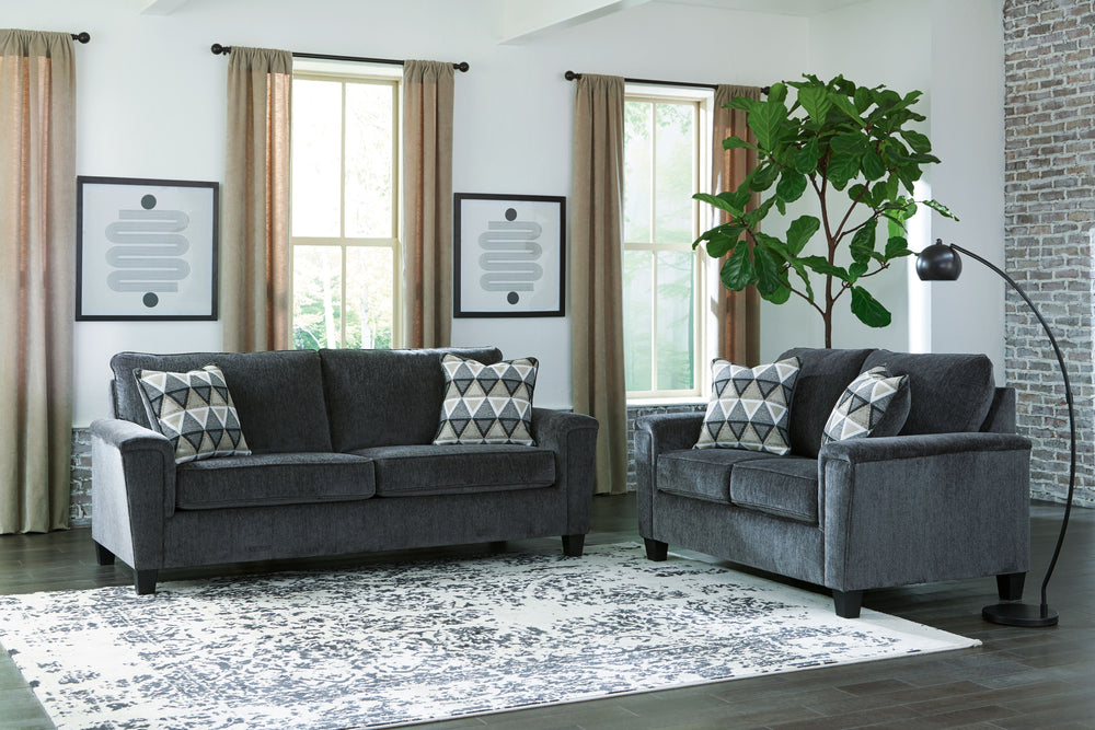 Abinger - Living Room Set Dark Gray 2 Pc. - Chair, Ottoman
