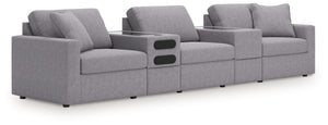 Modmax - Granite - Sectional Gray 5 Pc. Sectional With Audio System And With Storage Console