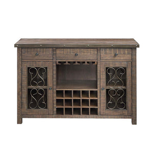 Raphaela - Server With Cup Holder & Wine Rack - Weathered Cherry