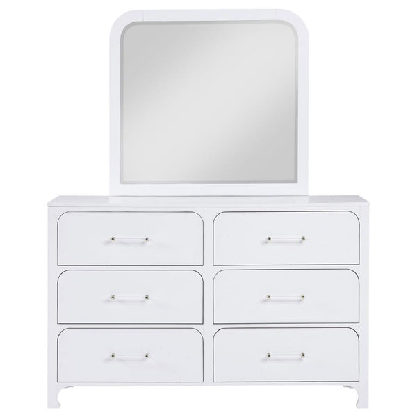 Anastasia - 6-Drawer Dresser With Mirror - Pearl White