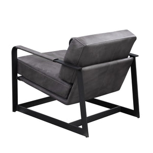 Locnos - Accent Chair - Gray Top Grain Leather & Black