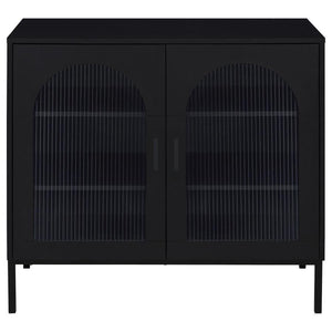 Jess - 2-Door Arched Fluted Glass Accent Cabinet - Black