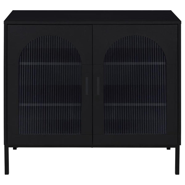 Jess - 2-Door Arched Fluted Glass Accent Cabinet - Black