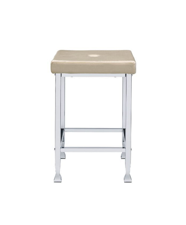 Raine - Counter Height Stool (Set of 2) - Beige Velvet & Chrome