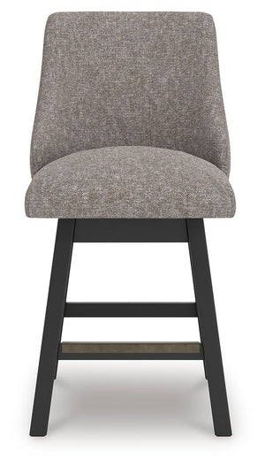 Neymorton - Upholstered Swivel Barstool (Set of 2) - Dark Grayish Brown