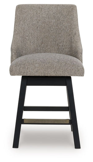 Neymorton - Upholstered Swivel Barstool (Set of 2) - Dark Grayish Brown